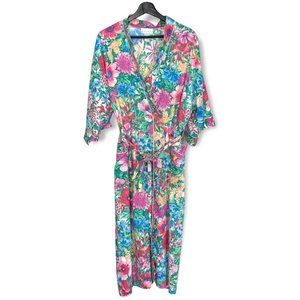 Vintage 90s Multicolor Floral Print Long Robe Medium